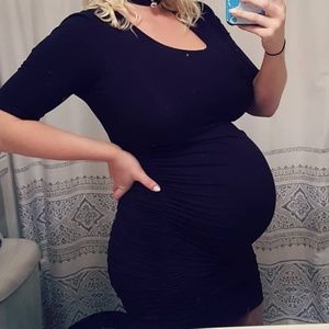 Half sleeve Motherhood Maternity black dress